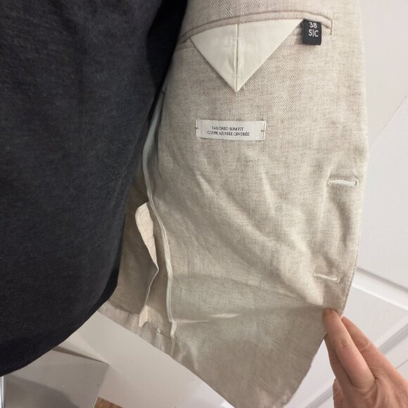 (BR) Men's Sport Coat Blazer  Linen Blend Blazer 38C Beige (S ) FITS Lady(L) - Picture 4 of 16